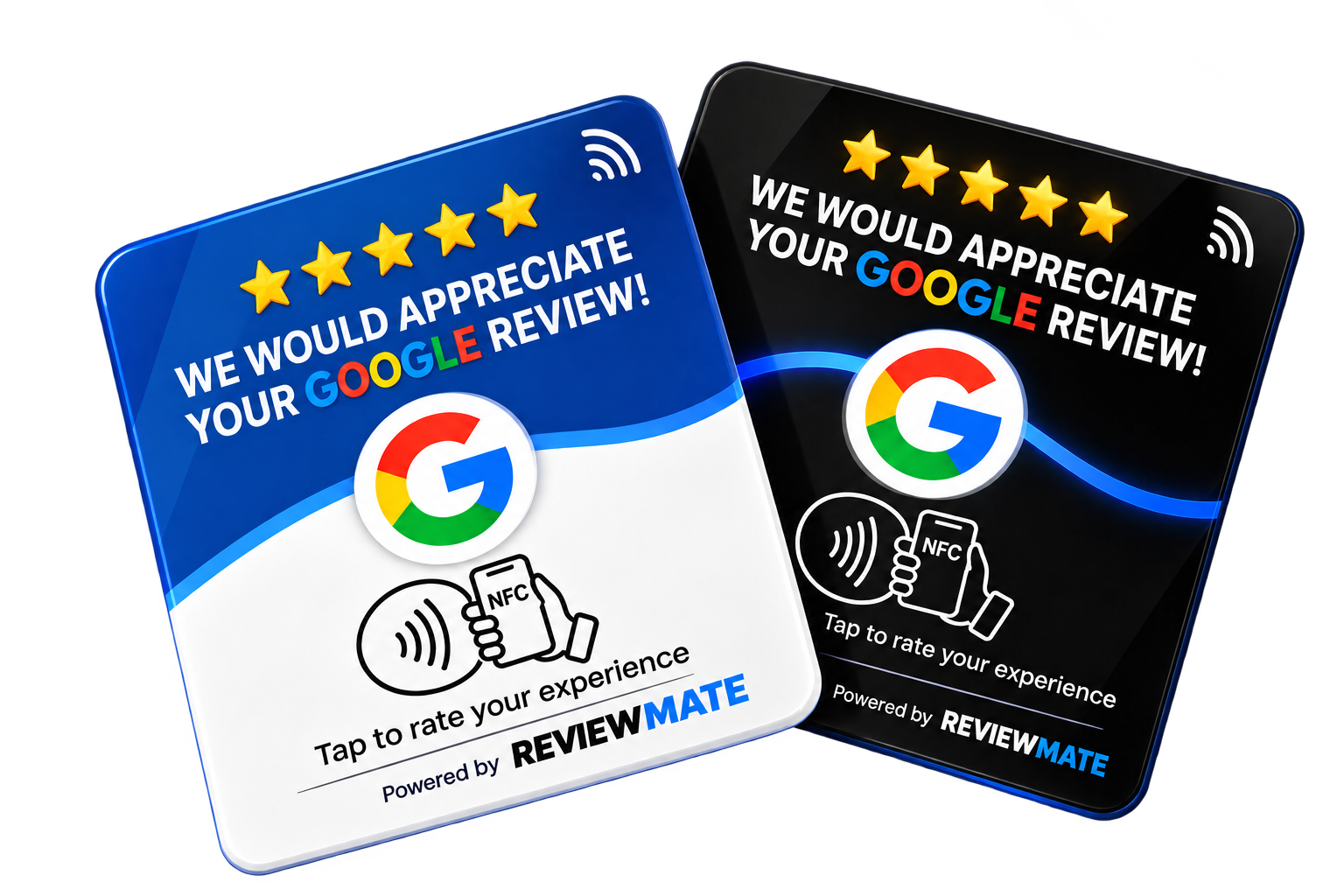 Black NFC Google Review Sticky Card by Review Mate